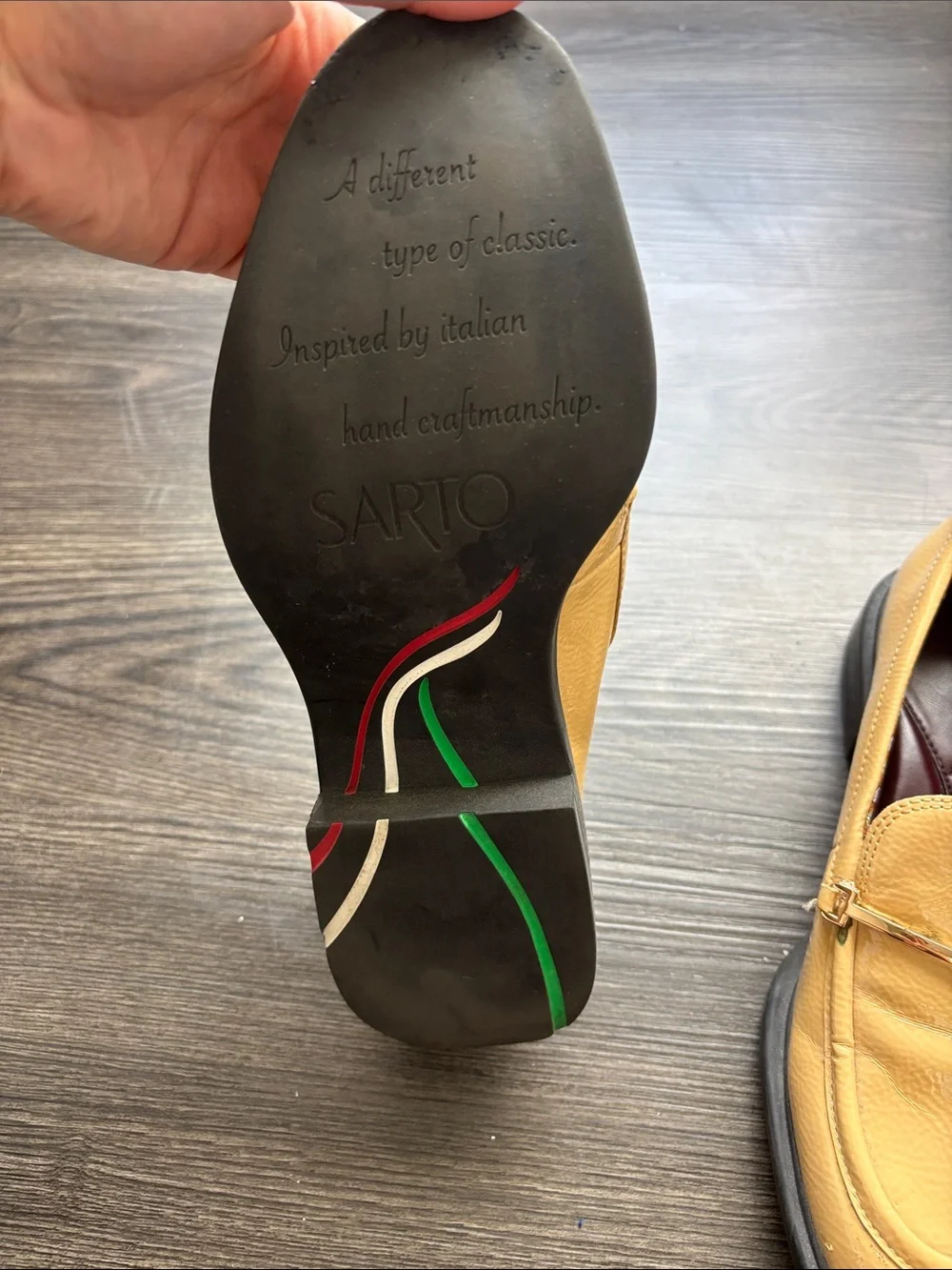 SARTO By Franco Sarto Mustard Tan Leather Loafers with Gold Bit